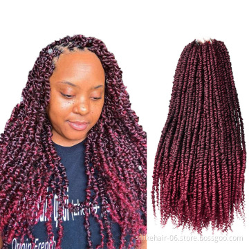 24Inches Ombre Brown Red Soft Long Passion Twist Crochet Braiding Pre-Twisted Spring Bomb Braids Bulk Synthetic Hair Extensions